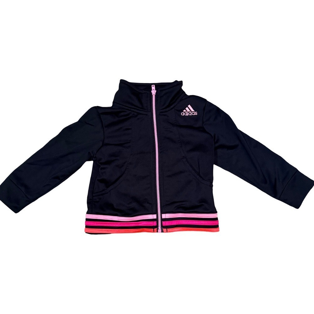 Adidas‎ infant jacket black/pink, size 18 months, NWOT - Picture 2 of 5